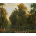 NORTHERN EUROPEAN SCHOOL, 19TH CENTURY COUPLE IN A FOREST  oil on canvas, 48 x 58.5cm Some damage