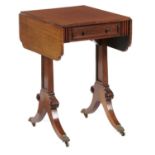 A REGENCY ROSEWOOD WORK TABLE, POSSIBLY SCOTTISH, C1820  the drop leaf top with re-entrant corners