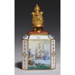 A LYNTON SCENT BOTTLE AND STOPPER   the bottle painted by S D Nowacki, signed with initials,  with