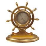 A VICTORIAN GILT BRASS SHIP'S WHEEL NOVELTY ANEROID BAROMETER W MANSFIELD DUBLIN, C1870  the wheel