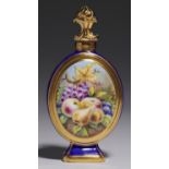 AN OVAL LYNTON SCENT BOTTLE   with giltmetal rim and stopper, the bottle painted by S D Nowacki,