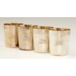 A SET OF FOUR PORTUGUESE SILVER BEAKERS 8.5cm h, by Joaquim Prudencio Vital Dinis, Lisbon, early