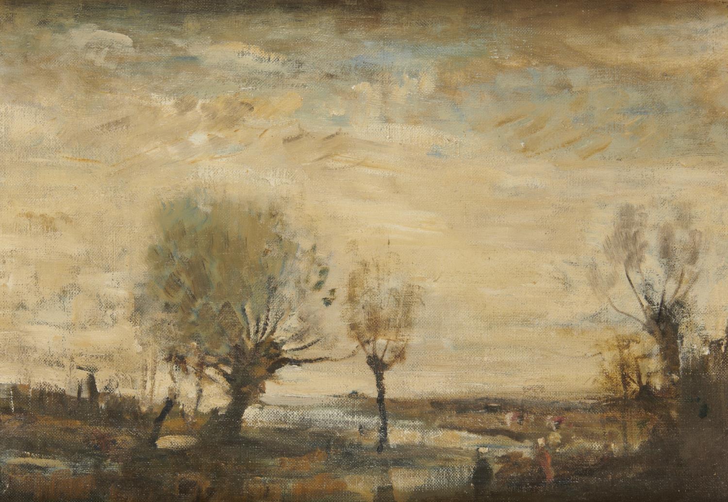 FOLLOWER OF J B C COROT LANDSCAPES  a pair, oil on canvas laid on board, 33 x 48cm (2) Good