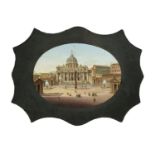 A ROMAN MICROMOSAIC PLAQUE OF ST PETER'S SQUARE, 19TH C  13.5 X 17.5cm, framed Good condition with