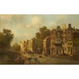 HERMANUS JOHANNES VEGER (1937-) STREET IN OLD AMSTERDAM signed, oil on canvas, 59 x 89cm Good