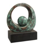 CHRIS BUCK (1956-) A LITTLE MORE TIME bronze, green patina, signed with initials, dated '04 and