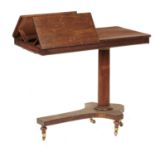 AN EARLY VICTORIAN DOUBLE SIDED TELESCOPIC ROSEWOOD WRITING AND READING TABLE  with adjustable flaps