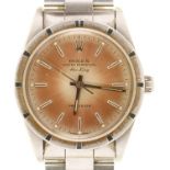 A ROLEX STAINLESS STEEL GENTLEMAN'S WRISTWATCH AIR KING  Ref 14000, No T681091, maker's bracelet,