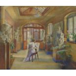 ELSIE  MAUD PLATTS  OF DERBY (1889-1950) ARTIST IN THE STUDIO  signed and dated 1905, watercolour,