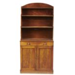 A GEORGE IV MAHOGANY BOOKCASE, C1820 the open upper part of waterfall type with brass mouldings,