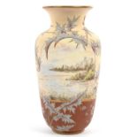 A CALVERT AND LOVATT ART POTTERY VASE, DECORATED IN SLIP AND PAINTED BY GEORGE LEIGHTON PARKINSON