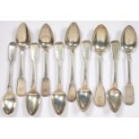 TEN VARIOUS SILVER TEASPOONS, GEORGE III AND LATER, 5OZS 13DWTS