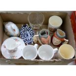 MISCELLANEOUS DECORATIVE CERAMICS, INCLUDING A ROYAL CROWN DERBY SWAN PAPERWEIGHT, ROYAL  DOULTON