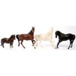 FOUR VARIOUS BESWICK HORSES, 22CM H AND SMALLER, PRINTED MARK