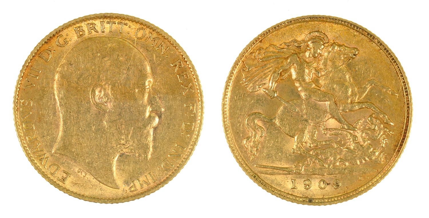 GOLD COIN. HALF SOVEREIGN 1909