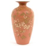A CALVERT AND LOVATT ART POTTERY VASE, DECORATED IN CORAL AND CREAM SLIP AND SGRAFFITO WITH