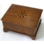 A VICTORIAN INLAID OAK BOX, 47CM W