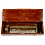 A 19TH C SWISS KEY WOUND MUSICAL BOX  BY NICOLE FRERES WITH 33CM PINNED CYLINDER AND ONE PIECE