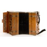 A  GERMAN VICEROY  ACCORDION WITH MOTHER OF PEARL BUTTONS, 26CM L, MARKED MADE IN SAXONY, C1900