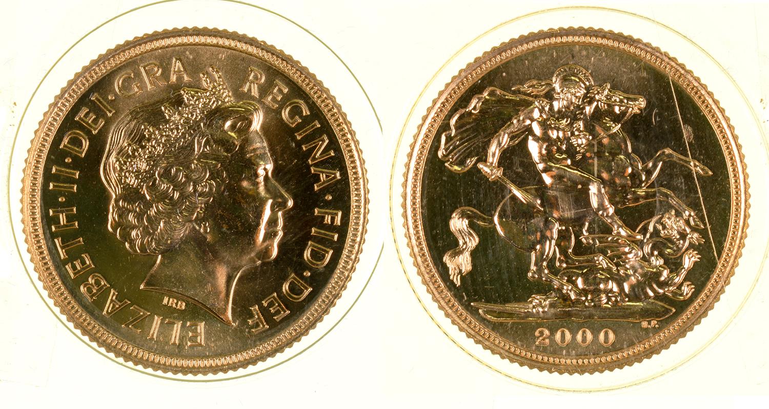 GOLD COIN.SOVEREIGN 2000, CASED