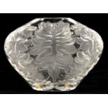 A LALIQUE  CLEAR AND FROSTED GLASS VASE, MAHE, 14.5CM H, ENGRAVED MARK,  BOXED