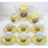 A VIENNA STYLE YELLOW GROUND COFFEE SERVICE, PRINTED WITH CLASSICAL GROUPS OF FIGURES AFTER A