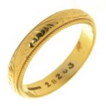 AN 18CT GOLD WEDDING RING, BIRMINGHAM 1992, 4.5G, SIZE N ½ LIGHT SURFACE WEAR CONSISTENT WITH AGE