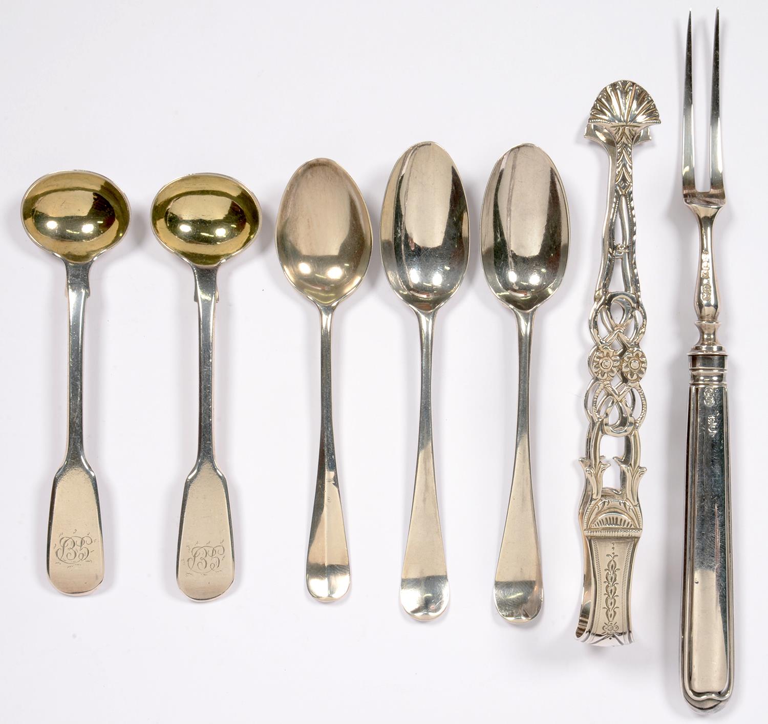 MISCELLANEOUS SILVER FLATWARE, GEORGE III AND LATER, 4OZS 8DWTS