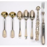 MISCELLANEOUS SILVER FLATWARE, GEORGE III AND LATER, 4OZS 8DWTS