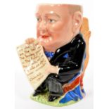 A WORLD WAR II STAFFORDSHIRE WINSTON CHURCHILL TOBY JUG, 20CM H, IMPRESSED AND PRINTED MARKS
