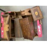 MISCELLANEOUS MINIATURE WOODEN FURNITURE TO INCLUDE CHESTS AND TABLES