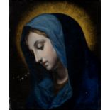 19TH C COPYIST AFTER CARLO DOLCI, MATER DOLOROSA, OIL ON CANVAS, IN  FLORENTINE STYLE FRAME, 38 X
