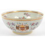 A SAMSON TYPE CHINESE EXPORT PORCELAIN FAMILLE ROSE PUNCH BOWL BOWL, 28.5CM DIAM, PAINTED L IN