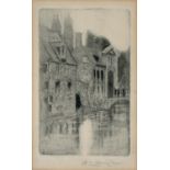 WALTER E. LAW, STREET SCENE, SIGNED, ETCHING, 15 X 9CM, EARLY 20TH C