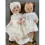 A GERMAN BISQUE HEADED DOLL, EARLY 20TH C AND A LATER COMPOSITION DOLL