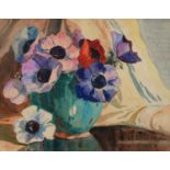 PAUL PROVENANCE, STILL LIFE OF ANEMONES, SIGNED, WATERCOLOUR, A PAIR, 25 X 32CM