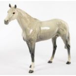 A  BESWICK  LARGE RACEHORSE HORSE, GREY, 28CM H, PRINTED MARK