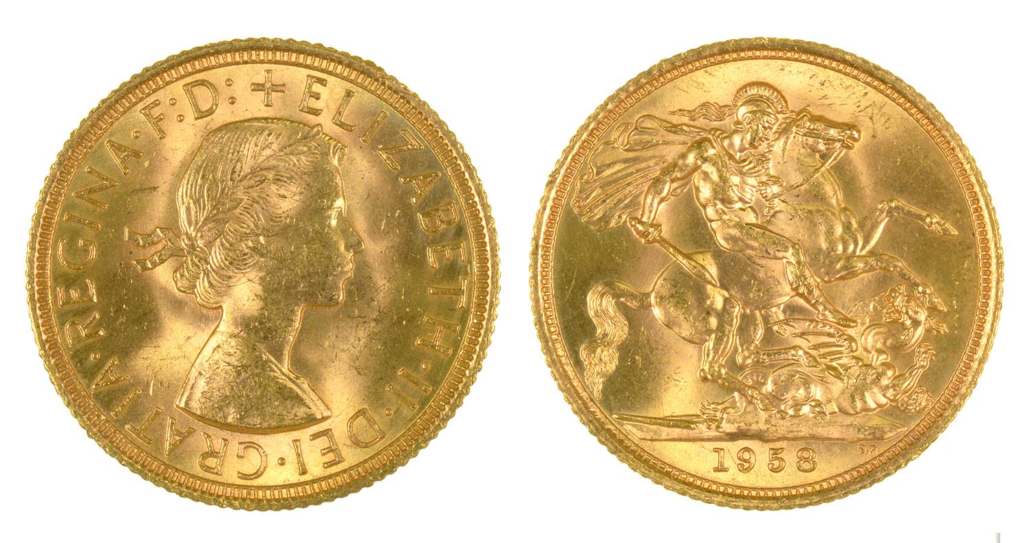 GOLD COIN. SOVEREIGN 1958