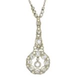 A DIAMOND PENDANT IN GOLD, MARKED 585, 4G, ON 18CT WHITE GOLD CHAIN, 46 CM L, BY UNOAERRE, IMPORT