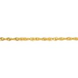 A GOLD CHAIN, 35 CM L, MARKED IN CHINESE, 3G LIGHT WEAR CONSISTENT WITH AGE AND USE