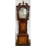 A VICTORIAN INLAID OAK AND MAHOGANY EIGHT DAY LONGCASE CLOCK, THE PAINTED DIAL INSCRIBED J