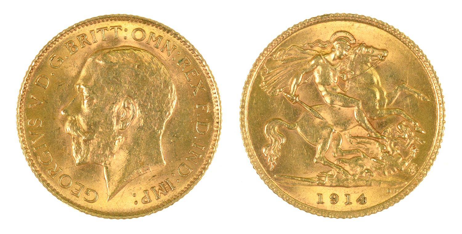 GOLD COIN. HALF SOVEREIGN 1914