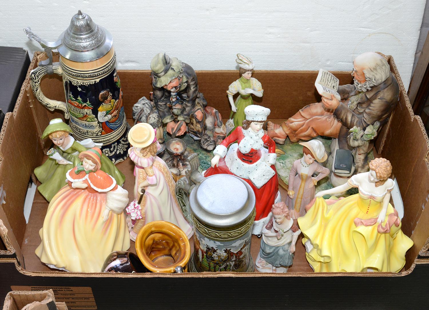 MISCELLANEOUS ORNAMENTAL CERAMICS, INCLUDING ROYAL DOULTON AND CAPO DI MONTE FIGURINES, ETC