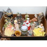 MISCELLANEOUS ORNAMENTAL CERAMICS, INCLUDING ROYAL DOULTON AND CAPO DI MONTE FIGURINES, ETC