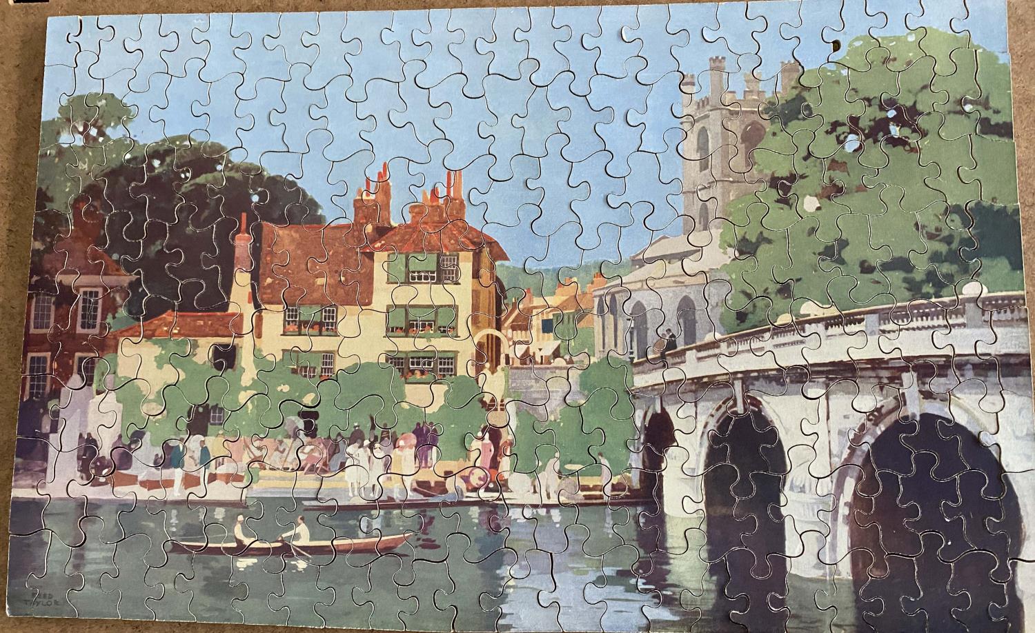 A GWR WOODEN JIGSAW PUZZLE - HENLEY BRIDGE, MANUFACTURED BY CHAD VALLEY HARBORNE, ENGLAND, 200 - Image 2 of 2