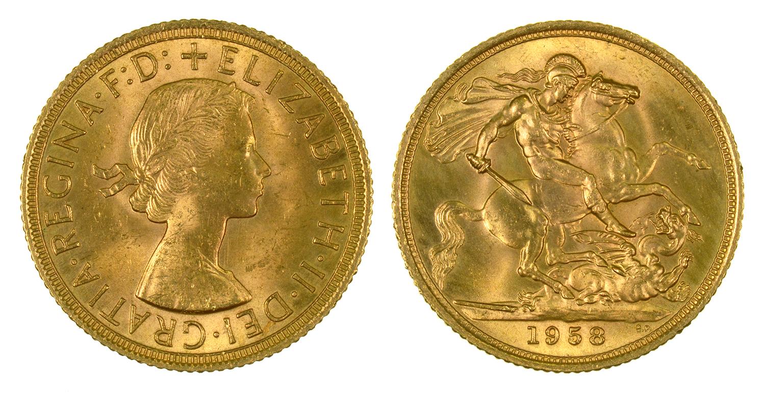 GOLD COIN. SOVEREIGN 1958