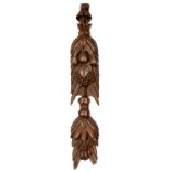 A CARVED AND STAINED WOOD FRUIT AND LEAVES APPLIQUE IN 17TH C STYLE, 106CM H