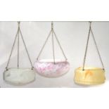 1930S CLOUD AND OTHER GLASS  HANGING  LIGHT BOWLS, VARIOUS SIZES