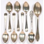 A SET OF SIX GEORGE V SILVER TEASPOONS, BY VINER'S, SHEFFIELD 1932 AND TWO OTHER SILVER SPOONS, 2OZS