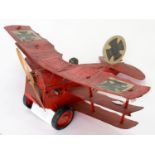 A CORGI DIECAST LANCASTER BOMBER, FIVE VARIOUS OTHER WWI AND WW2 METAL OR WOOD MODEL AIRCRAFT AND
